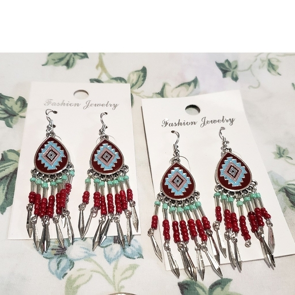 Turquoise Boho Faux Y2K Jewelry Earrings Bracelets Ring Lot of 12 New Gift Set - Picture 1 of 13